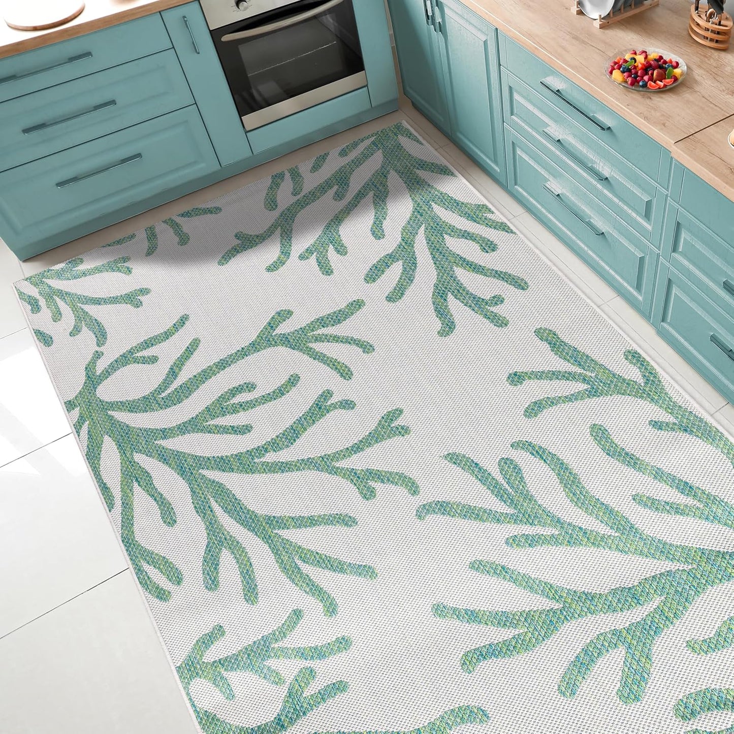 Keen Home Design Terrace Outdoor Area Rug - 4x6 Washable Indoor/Outdoor Rug for Patio, Kitchen, Balcony, Beach, Garden, Deck and Porch, Size: 3'10"x5'7"
