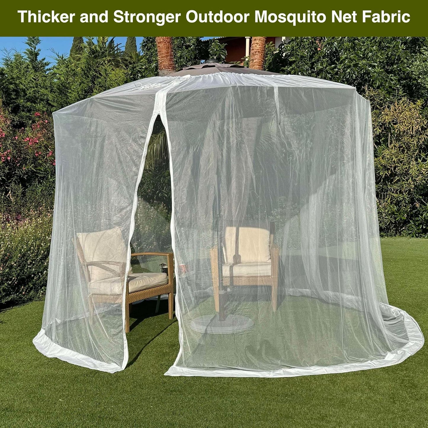 Mosquito Net for Umbrella 11 FT | Large Sizes & Fabric Designed for Outdoors | Insect House Screen Netting for Patio, Porch & Garden Terrace | Outside Canopy Bug & Fly Protection Enclosure