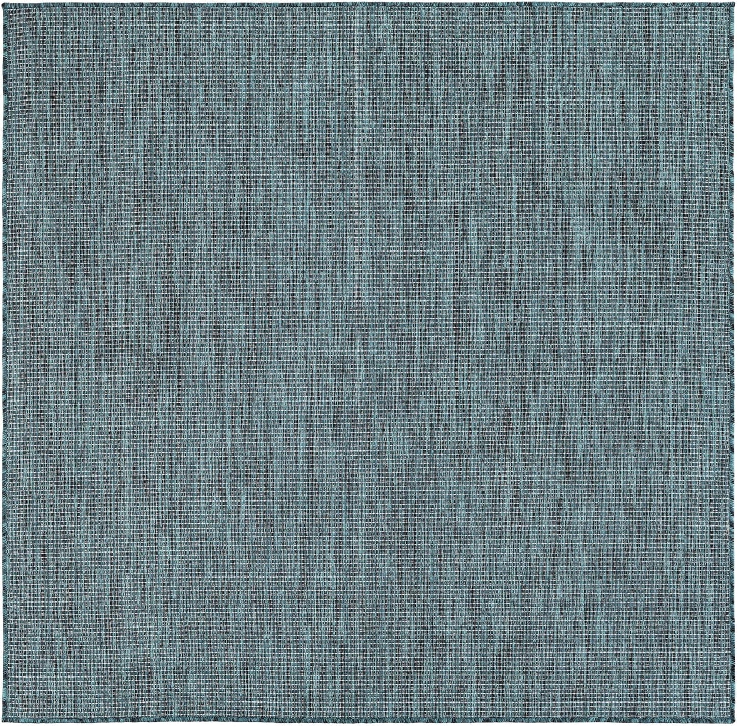 Unique Loom Outdoor Solid Collection Area Rug (5' 3" Square Teal/Navy Blue)