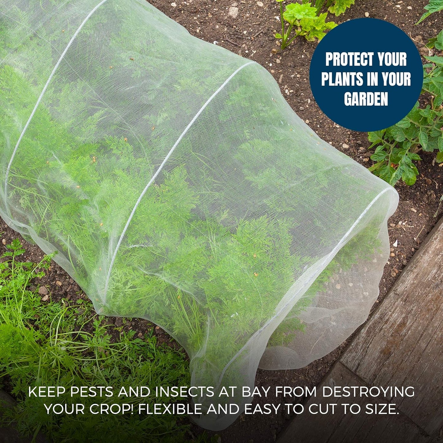 MEKKAPRO Large Garden Netting Pest Barrier, 10ft x 10ft, Mosquito Netting for Garden, Fine Mesh Insect Netting for Garden Protection from Birds and Pests, Customizable Garden Bug Netting Plant Cover
