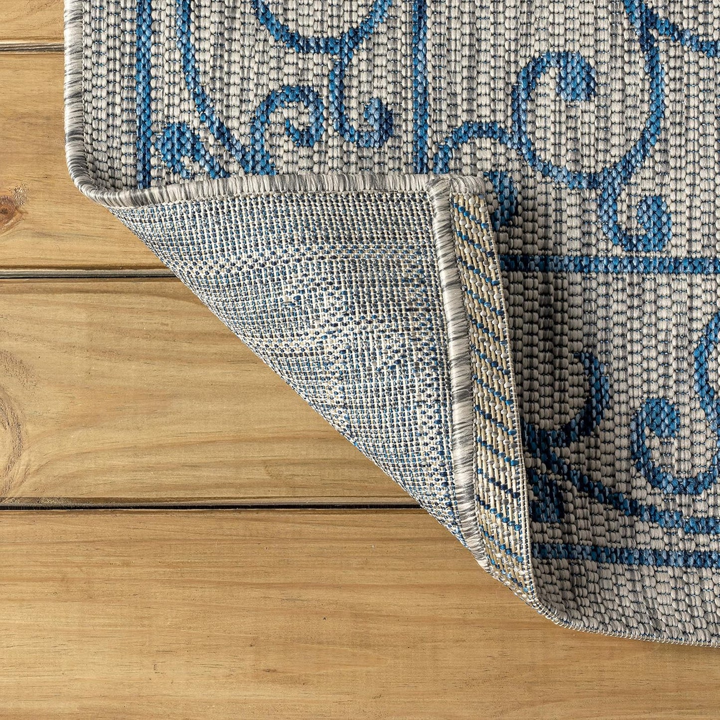 JONATHAN Y SMB106C-4SQ Charleston Vintage Filigree Textured Weave Gray/Navy 4' Square Indoor/Outdoor Area Rug, Pet Friendly, Non-Shedding, Stain Resistant, Easy-Cleaning for Backyard, Patio, Porch