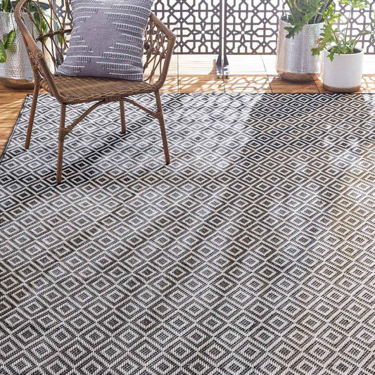 Home Dynamix Tripoli Lydia Modern Indoor/Outdoor Area Rug, Charcoal/Cream, 3'7"x5'2" Rectangle