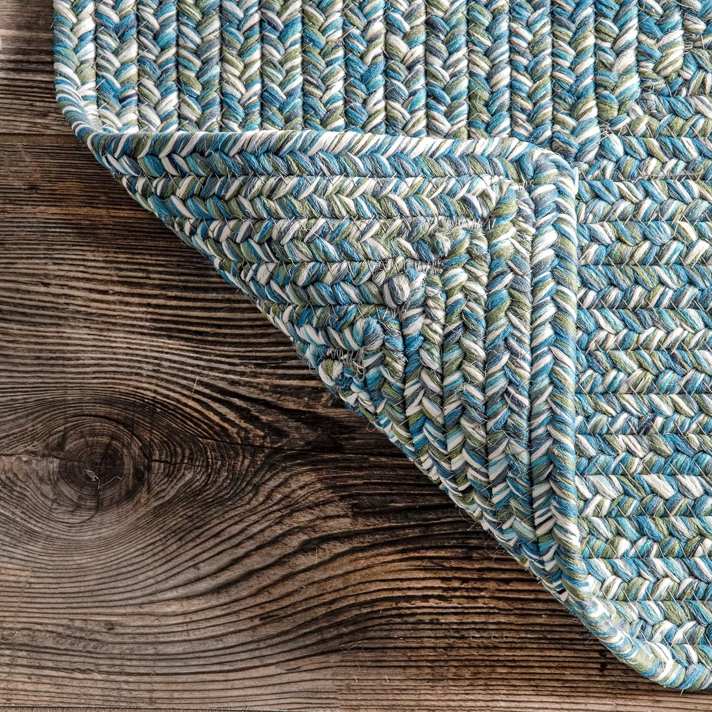 nuLOOM 2' x 8' Solid Hand Braided Indoor/Outdoor Area Rug, Pet-Friendly, High Traffic, Weather Resistant, for Patio, Balcony, Bedroom, Living, Dining Room, Wynn Aqua