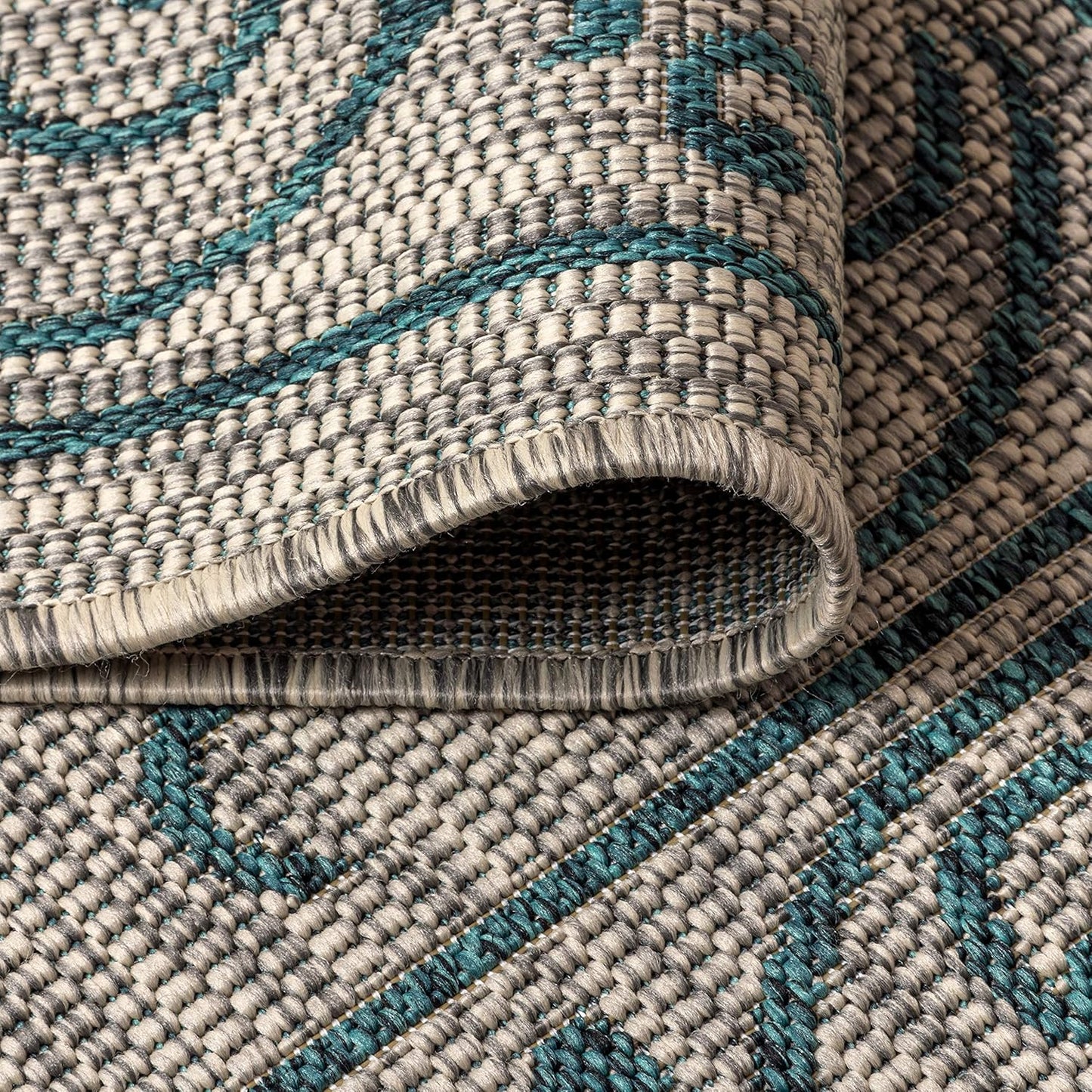 JONATHAN Y SMB106E-4 Charleston Vintage Filigree Textured Weave Indoor Outdoor Rug LivingRoom Backyard,4 X 6,Gray/Teal