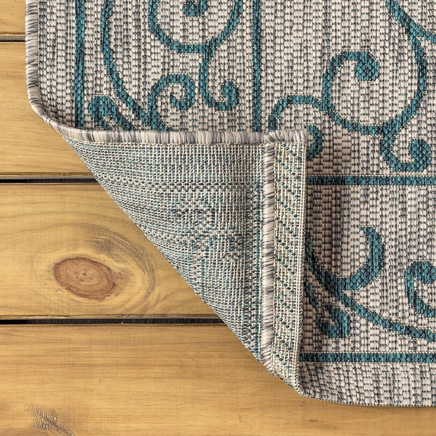JONATHAN Y SMB106E-8 Charleston Vintage Filigree Textured Weave Indoor Outdoor Rug LivingRoom Backyard,8 X 10,Gray/Teal
