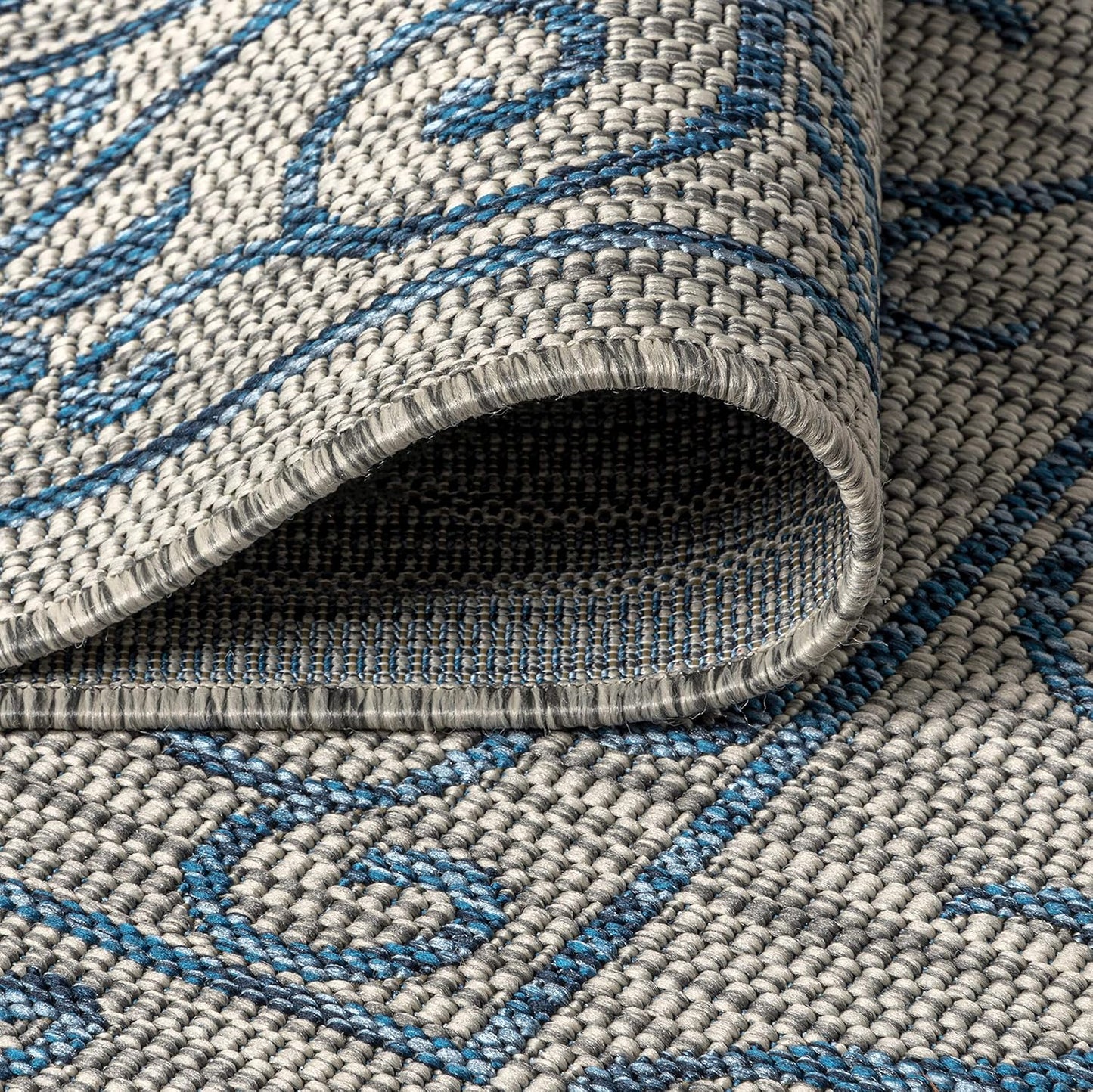 JONATHAN Y SMB106C-8SQ Charleston Vintage Filigree Textured Weave Gray/Navy 8' Square Indoor/Outdoor Area Rug, Pet Friendly, Non-Shedding, Stain Resistant, Easy-Cleaning for Backyard, Patio, Porch