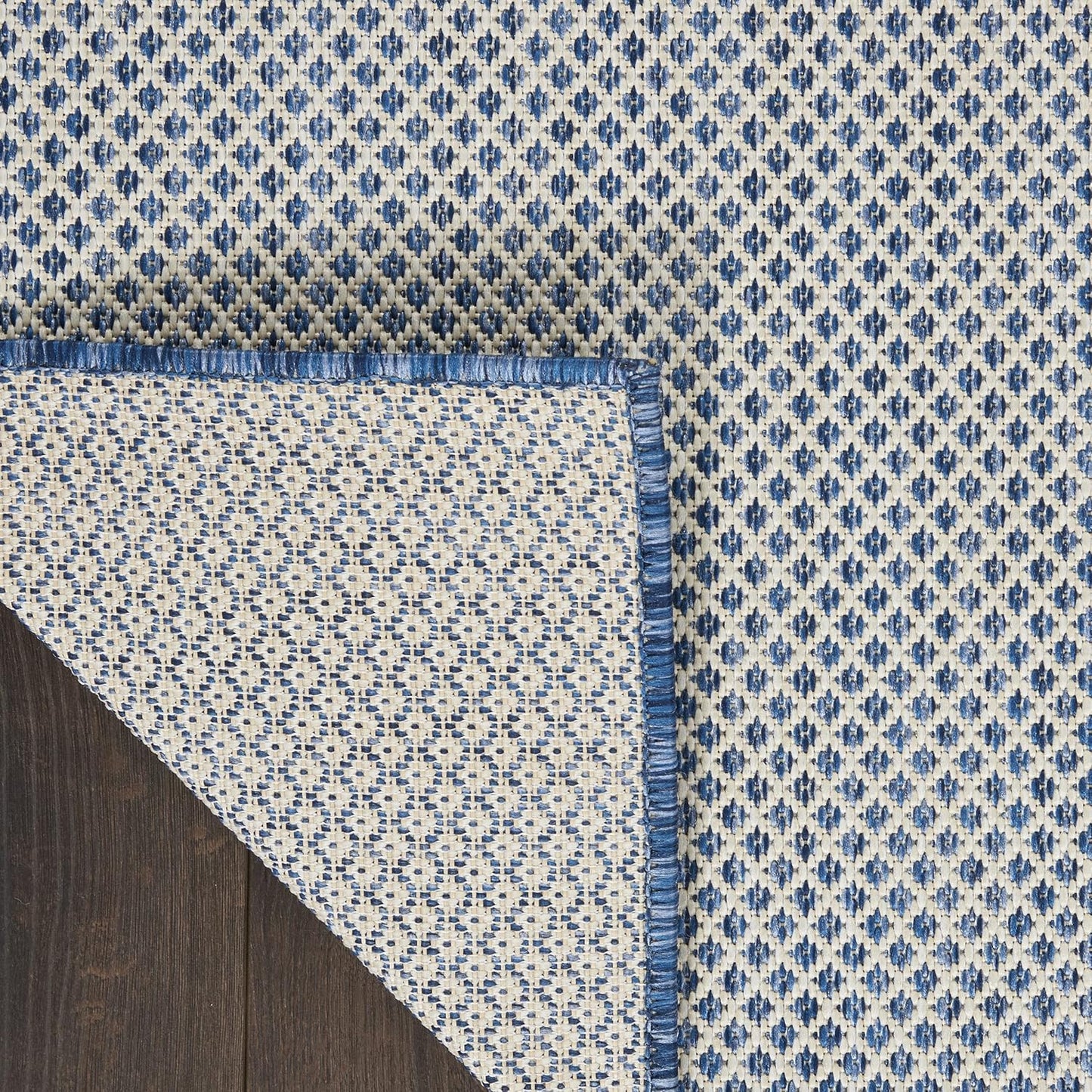 Nourison Courtyard Indoor/Outdoor Ivory Blue 4' x 6' Area Rug, Geometric, Easy Cleaning, Non Shedding, Bed Room, Living Room, Dining Room, Deck, Patio, Backyard (4x6)