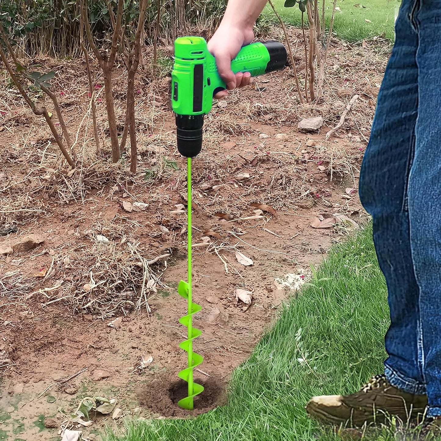 Auger Drill Bit for Planting - 2" X 32" Heavy-Duty Garden Auger Spiral Drill Bit - Bulb Planter Tool - 3/8" Hex Drive Drill