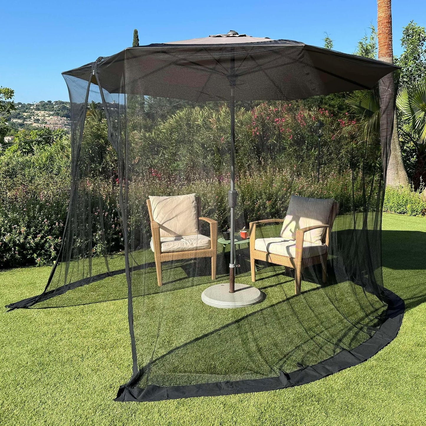 Mosquito Net for Umbrella 9.2 FT | Large Sizes & Fabric Designed for Outdoors | Insect House Screen Netting for Patio, Porch & Garden Terrace | Outside Canopy Bug & Fly Protection Enclosure