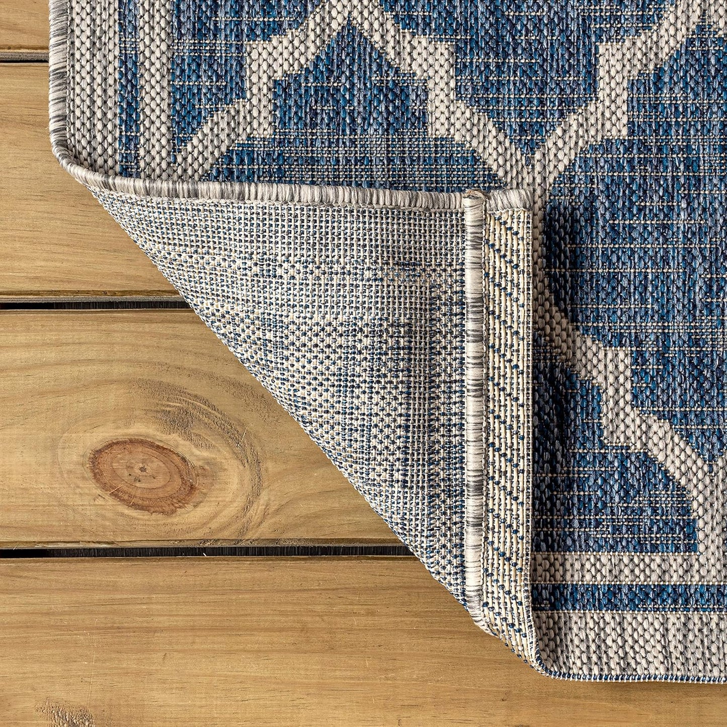 Eyely BMS109D-6 Santa Monica Trebol Moroccan Trellis Textured Weave, Pet Friendly, Non-Shedding, Stain Resistant, Easy-Cleaning, Navy/Gray, 6 ft. x 9 ft., Indoor/Outdoor, Area Rug