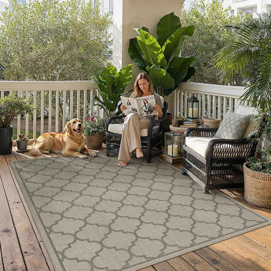5x8 Indoor Outdoor Area Rug Washable Patio Rug Brown Non Slip High Traffic Waterproof Carpet for Living Room Bedroom Backyard Porch Camping RV Balcony Poolside