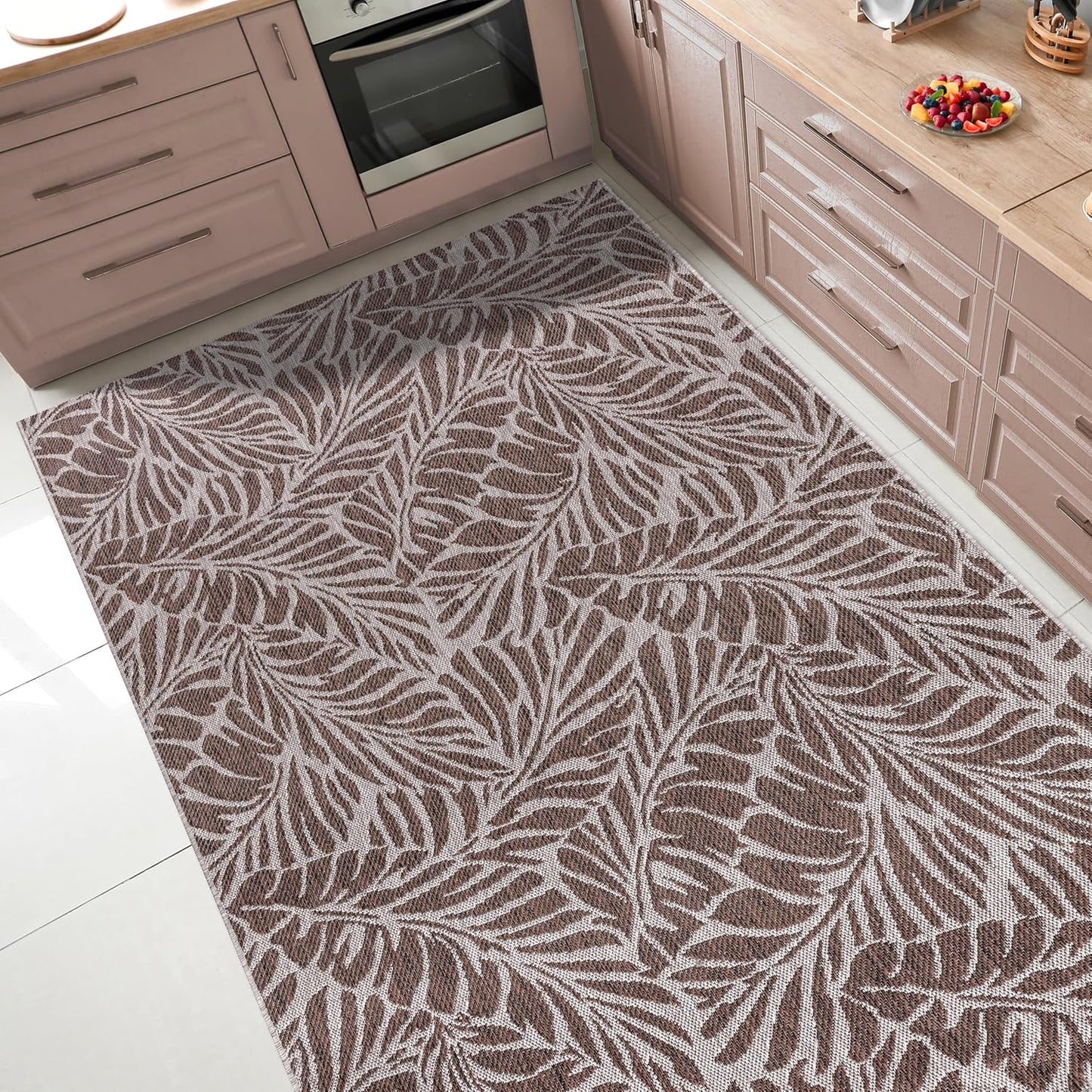 Keen Home Design Terrace Outdoor Area Rug - 5x8 Washable Indoor/Outdoor Rug for Patio, Kitchen, Balcony, Beach, Garden, Deck and Porch, Size: 5'3"x7'7"