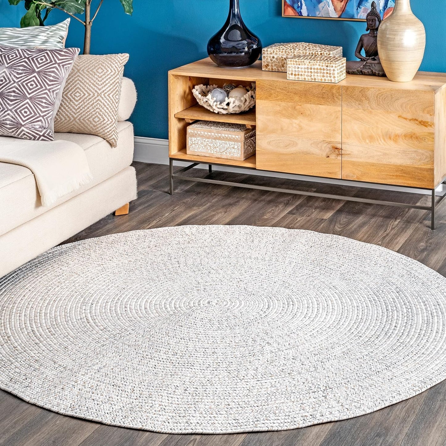nuLOOM Oval 8'6" x 11'6" Solid Hand Braided Indoor/Outdoor Area Rug, Pet-Friendly, High Traffic, Weather Resistant, for Patio, Balcony, Bedroom, Living, Dining Room, Wynn Ivory