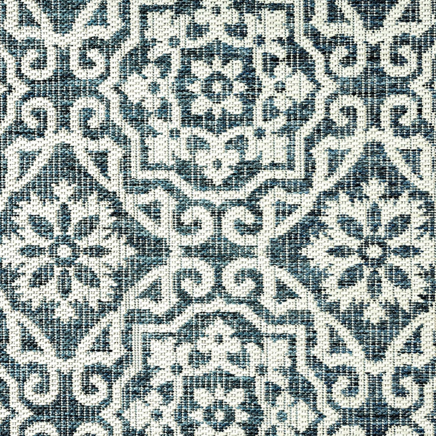 Nicole Miller New York Patio Country Julia Transitional Geometric Indoor/Outdoor Area Rug, Blue/White, 6'6"x9'2"