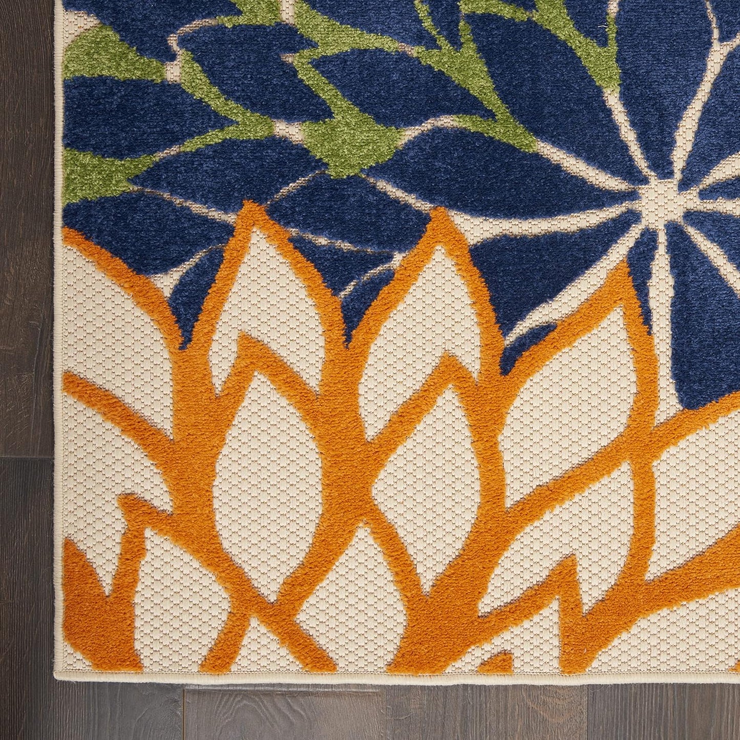 Nourison Aloha Indoor/Outdoor Multicolor 2'3'' x 10' Area-Rug, Tropical, Botanical, Easy-Cleaning, Non Shedding, Bed Room, Living Room, Dining Room, Deck, Backyard, Patio (2x10)