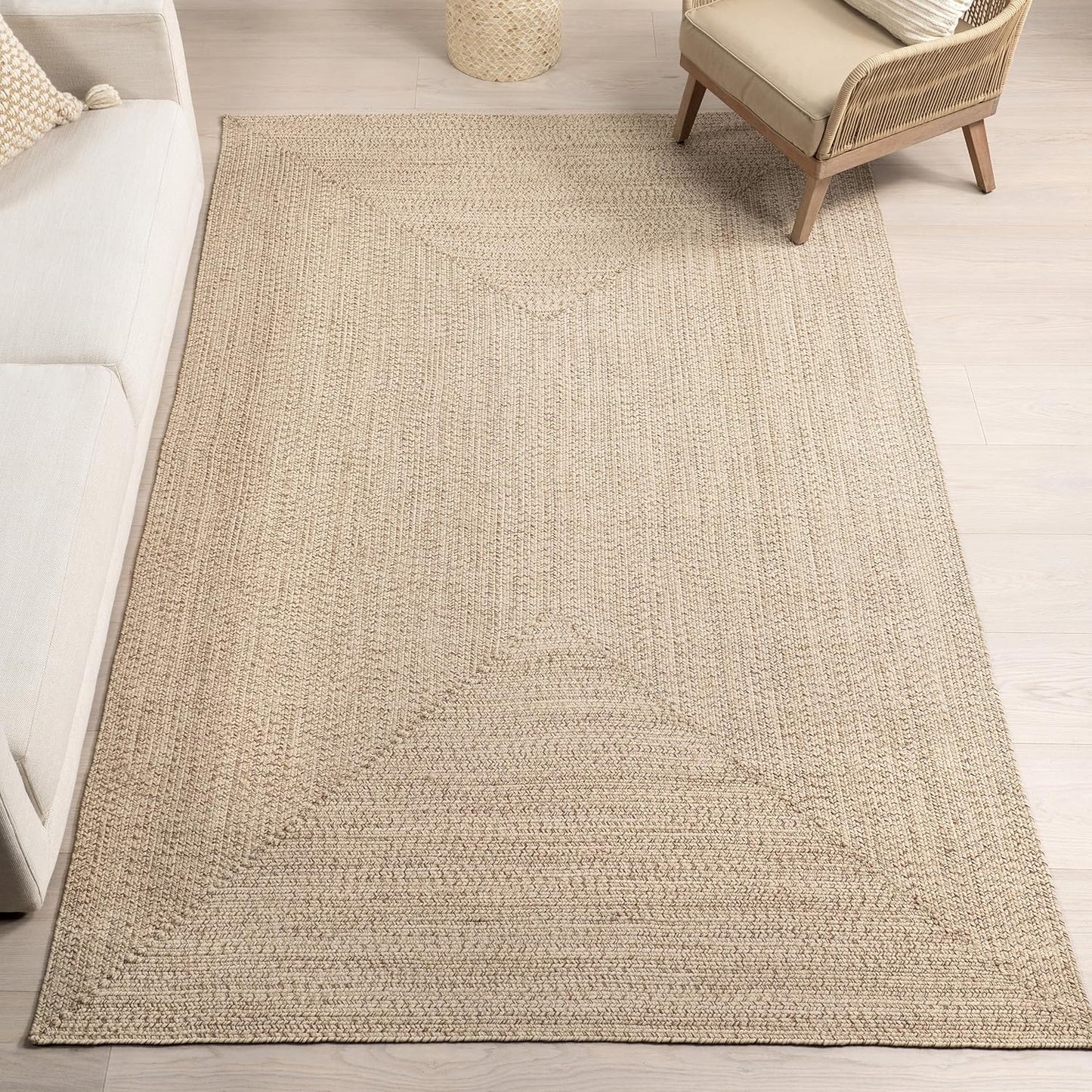 nuLOOM Oval 3' x 5' Solid Hand Braided Indoor/Outdoor Area Rug, Pet-Friendly, High Traffic, Weather Resistant, for Patio, Balcony, Bedroom, Living, Dining Room, Wynn Tan